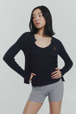 Ribbed Knit Cardigan in Navy