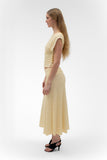 FOLDOVER FLARED MAXI SKIRT IN BUTTER