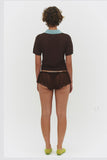 ARACI KNIT POLO TOP IN COCOA CREAM