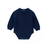 Classic Chunky Knit Baby Romper in Navy