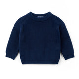 Classic Knit Baby Sweater in Navy
